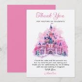 Roze Kasteel Aquarel 1e Verjaardag Dankjewelkaart Kaart (Voorkant / Achterkant)