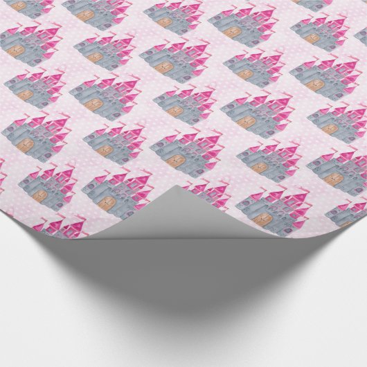 Roze kasteel cadeaupapier (Hoek)