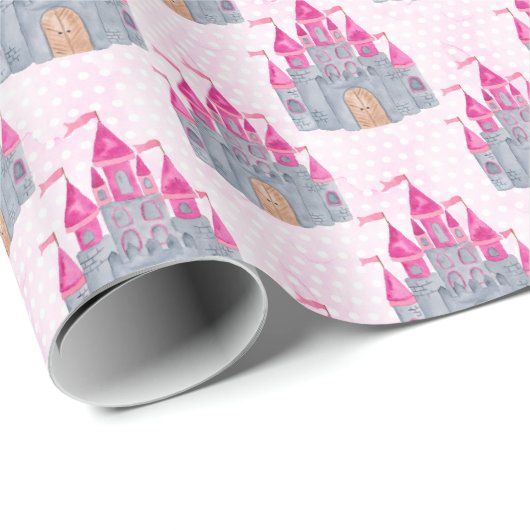 Roze kasteel cadeaupapier (Rol Hoek)