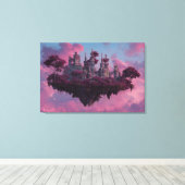 Roze Kasteel Drijvend Eiland Canvas Afdruk (Insitu (Houten vloer))