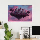 Roze Kasteel Drijvend Eiland Poster (Thuiskantoor)