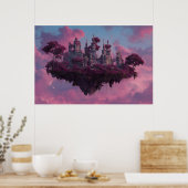 Roze Kasteel Drijvend Eiland Poster (Keuken)