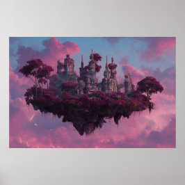 Roze Kasteel Drijvend Eiland Poster