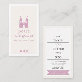 Roze Kasteel Kant-en-Klaar Logo Kinderkleding Hang Visitekaartje