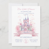 Roze Kasteel Koninkrijk Prinses Verjaardag Uitnodi Kaart (Voorkant)