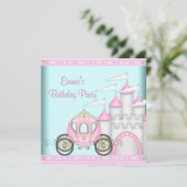 Roze Kasteel Meisjes Prinses Verjaardag Kaart (Staand voorkant)