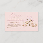 Roze Kasteel Prinses Baby Shower Luier Raffle Informatiekaartje (Voorkant)