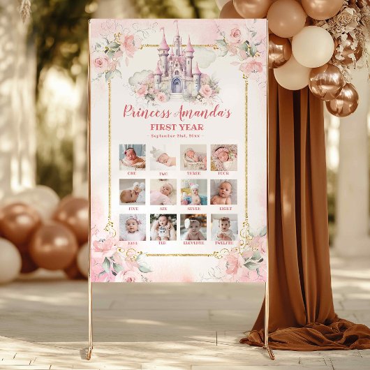 Roze Kasteel Prinses Eerste jaar Photo Collage Pos Poster