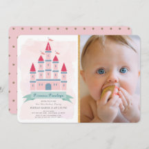 Roze Kasteel Prinses Meisje Foto 1e verjaardag