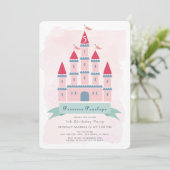 Roze Kasteel Prinses Meisje Verjaardag Kaart (Staand voorkant)