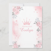 Roze kasteel prinses verjaardag meisje uitnodiging (Achterkant)