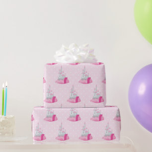 Roze kasteelpatroon cadeaupapier
