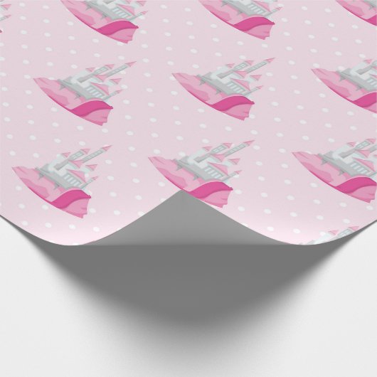 Roze kasteelpatroon cadeaupapier (Hoek)