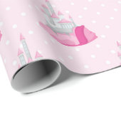 Roze kasteelpatroon cadeaupapier (Rol Hoek)