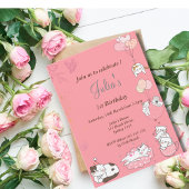 roze kat baby meisje verjaardag kaart