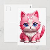 Roze kat briefkaart (Voorkant / Achterkant)