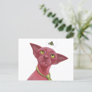 Roze kat briefkaart