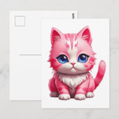 Roze kat briefkaart (Voorkant / Achterkant)