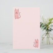  roze kat briefpapier (Staand voorkant)
