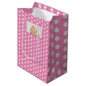 Roze kat cadeau tas medium cadeauzakje (Voorkant Gekanteld)