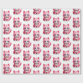 Roze kat cadeaupapier (Vlak)