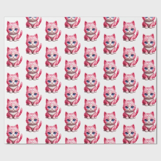 Roze kat cadeaupapier (Vlak)