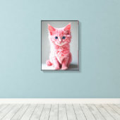 Roze kat canvas afdruk (Insitu (Houten vloer))