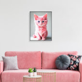 Roze kat canvas afdruk (Insitu (Woonkamer))