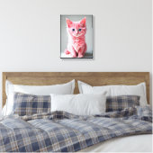 Roze kat canvas afdruk (Insitu (Slaapkamer))