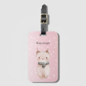Roze Kat Confetti Stippen Bagagelabel (Voorkant (verticaal))