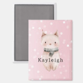 Roze Kat Confetti Stippen Magneet (Voorkant / Achterkant)