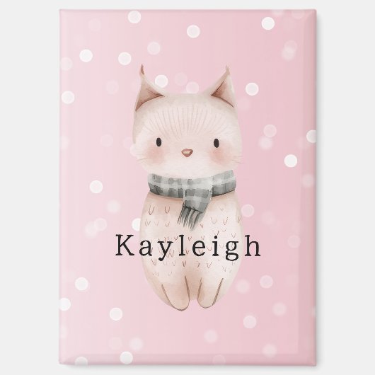 Roze Kat Confetti Stippen Magneet (Voorkant)