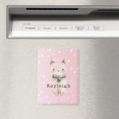 Roze Kat Confetti Stippen Magneet (Insitu (Vaatwasser))