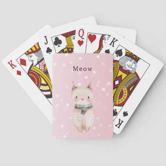 Roze Kat Confetti Stippen Pokerkaarten (Achterkant)