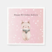 Roze Kat Confetti Stippen Servet (Voorkant)