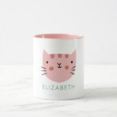 Roze kat Cute Custom Name Mok (Midden)