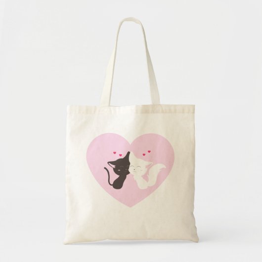 Roze Kat Cute Design Boodschappentassen Tote Bag (Voorkant)