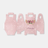 Roze Kat Eenhoorn Roos Goud Blush Roze Glitter Bedankdoosjes (Uitgevouwen)