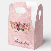 Roze Kat Eenhoorn Roos Goud Blush Roze Glitter Bedankdoosjes (Geopend)