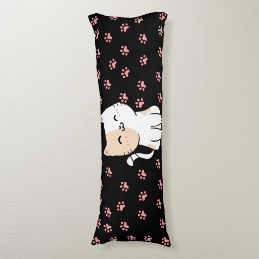 Roze kat- en pootkraag lichaamskussen (Voorkant Verticaal)