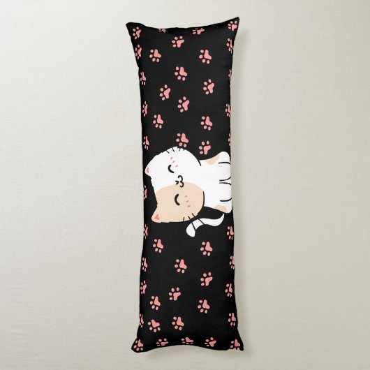 Roze kat- en pootkraag lichaamskussen (Achterkant (Verticaal))