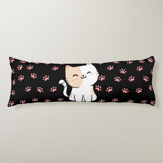 Roze kat- en pootkraag lichaamskussen (Voorkant)