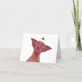 Roze kat feestdagen kaart