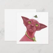 Roze kat feestdagenkaart (Voorkant / Achterkant)