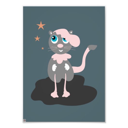 Roze Kat Foto Afdruk (Voorkant)