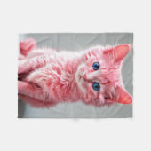 Roze Kat Fotoportret Fleece Deken (Voorkant (Horizontaal))