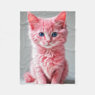 Roze Kat Fotoportret Fleece Deken