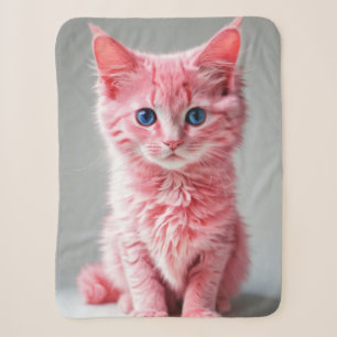 Roze Kat Fotoportret Sherpa Deken