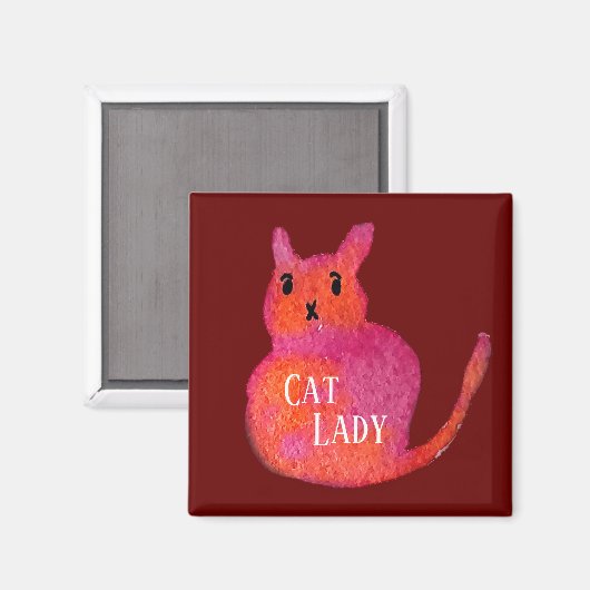 Roze kat funky cute kitty magneet (Voorkant / Achterkant)