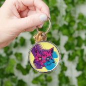 Roze Kat Gezicht Sleutelhanger (Hand)